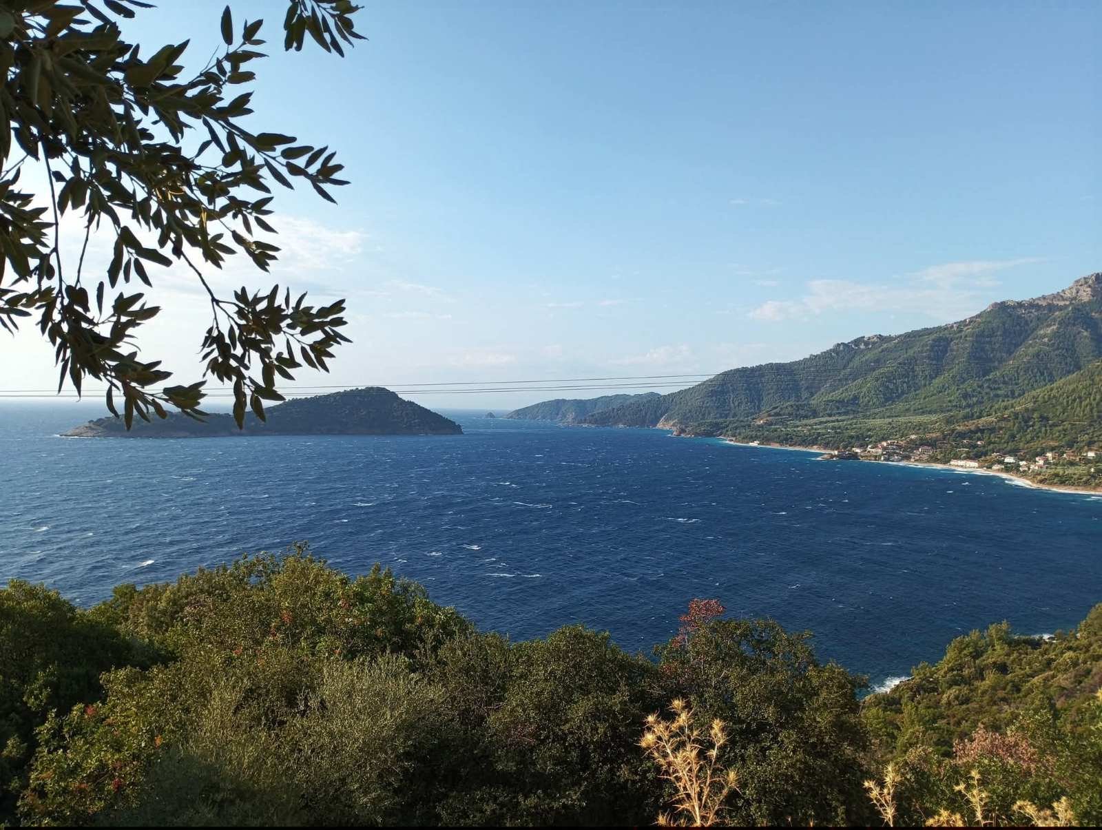 Panorama of the Thasos coastline from above Kinira